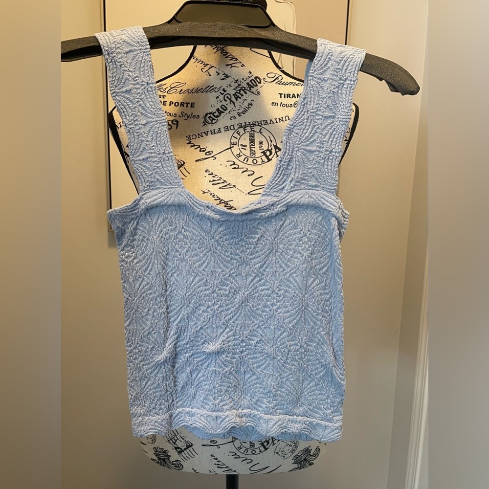 Gypsy & Jade Light Blue Textured Sleeveless Top - Size Small - Picture 4 of 9